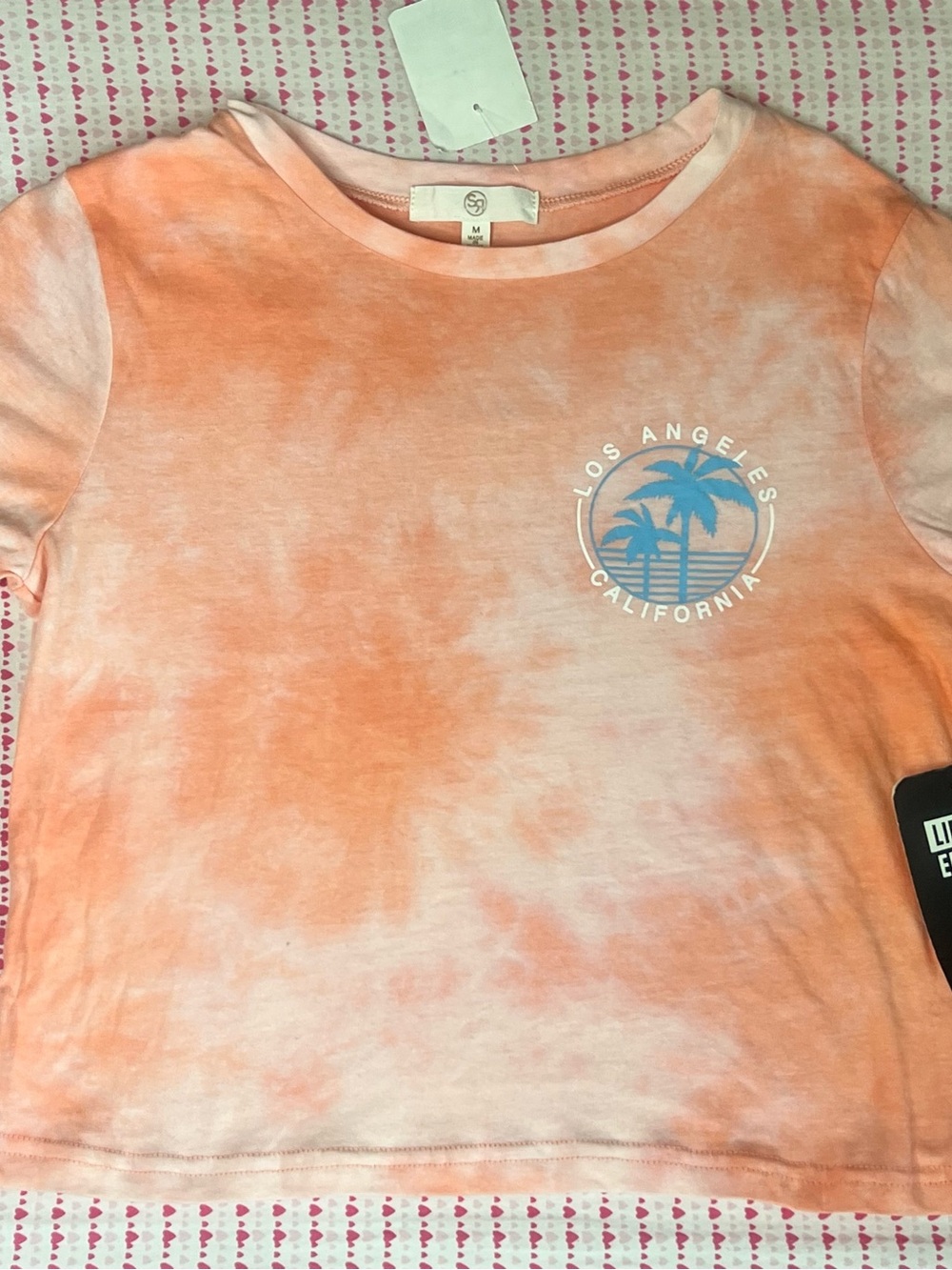 SO Peach Tie-Dye Los Angeles Palm Short Sleeve Tee